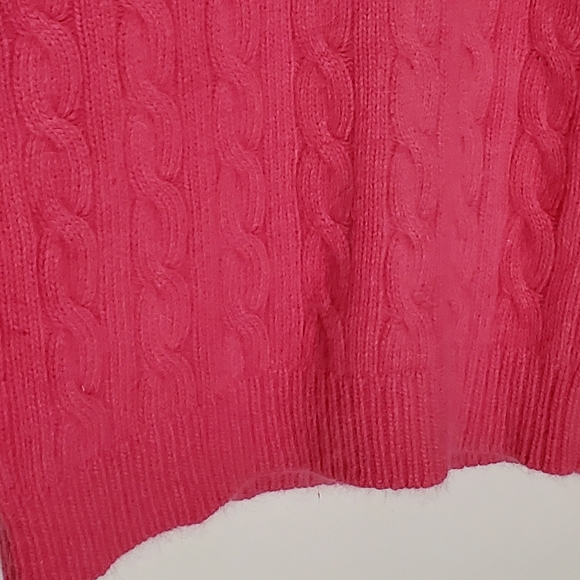 Watermelon Pink Chunky Cable Knit Angora Turtleneck Sweater - Picture 9 of 10